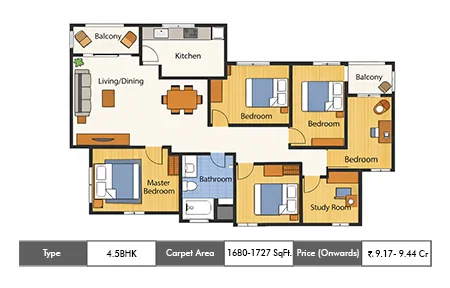 4 BHK 1680-1727 SqFt